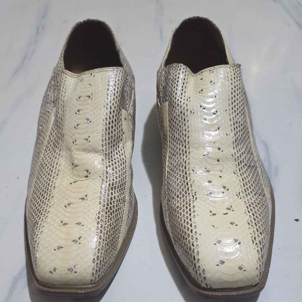 Mens Giorgio Brutini Cream Genuine Snakeskin Shoes Size 13 Excellent Condition